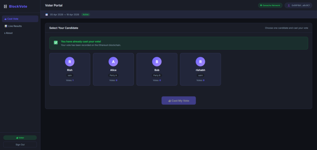 Voting System Using Ethereum Blockchain
