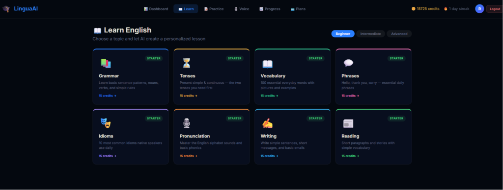 inguaAI AI Powered English Learning App using React Vite OpenAI Razorpay 2026