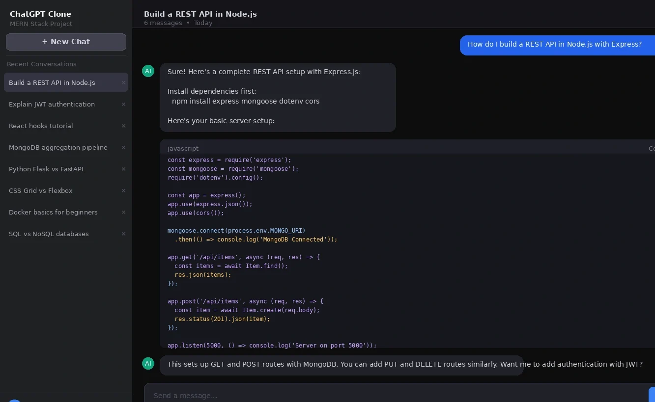 Build a ChatGPT Clone using MERN Stack