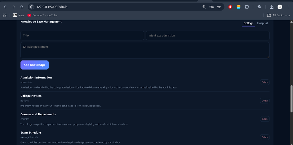 AI Chatbot for College and Hospital Using Python