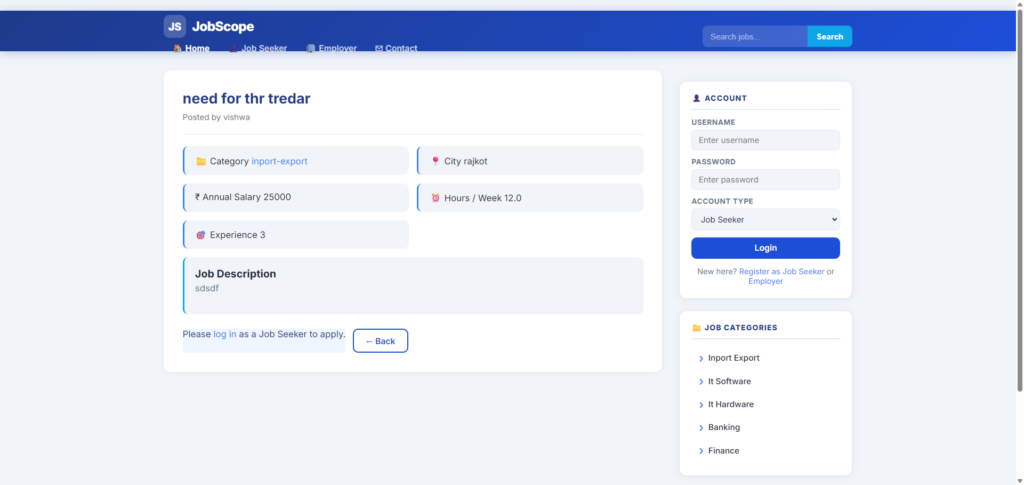 Job Portal Web Application in PHP MySQL