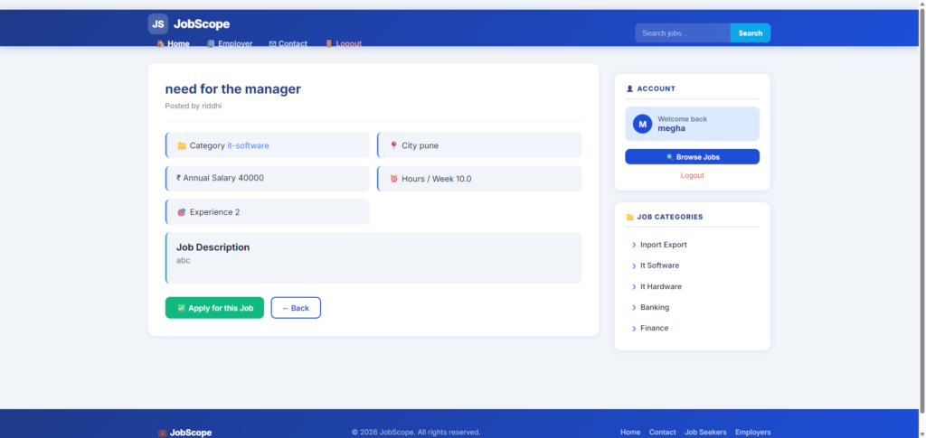 Job Portal Web Application in PHP MySQL
