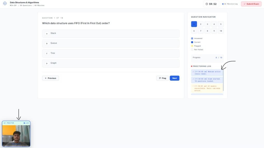 AI-Powered Online Examination System with Face Detection Using PHP & MySQL
