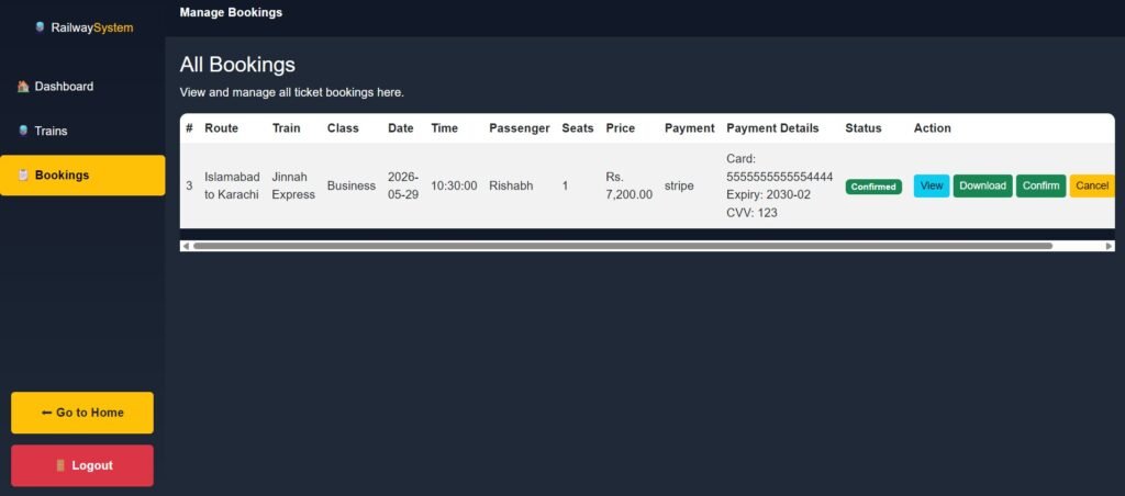 Railway Management System in PHP and MySQL