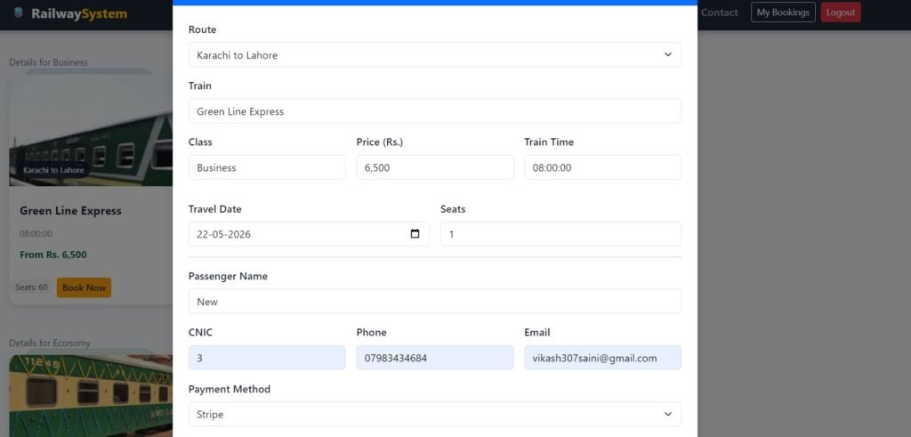 Railway Management System in PHP and MySQL