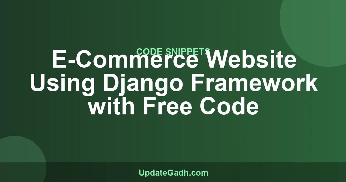 E-Commerce Website Using Django Framework with Free Code