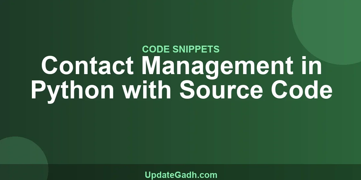 Contact Management in Python with Source Code
