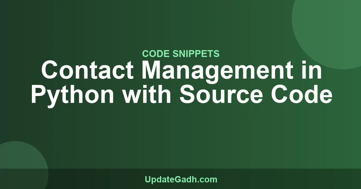Contact Management in Python with Source Code