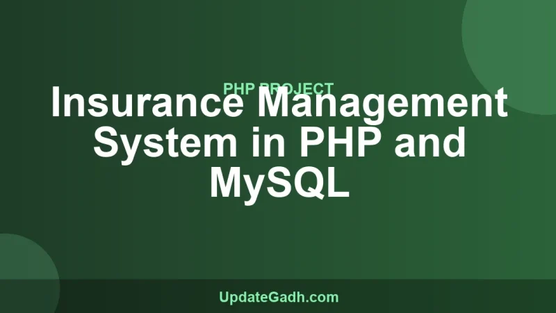 Insurance Management System in PHP and MySQL