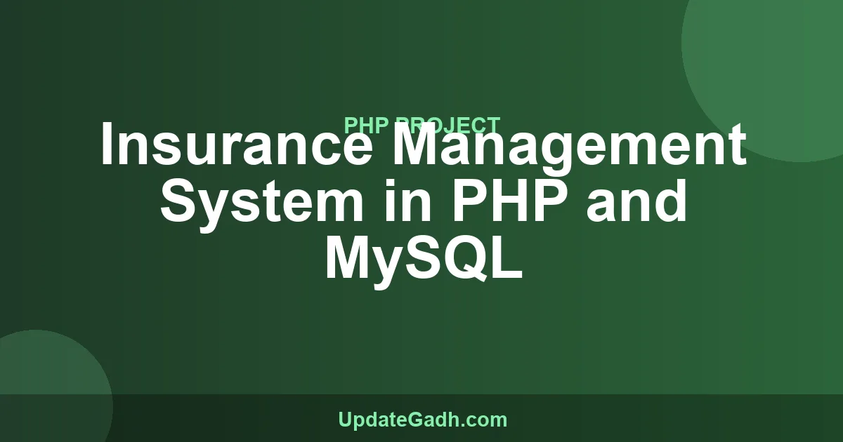 Insurance Management System in PHP and MySQL