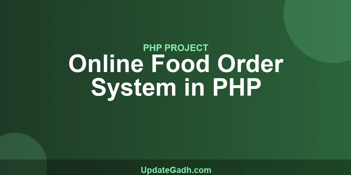 Online Food Order System in PHP