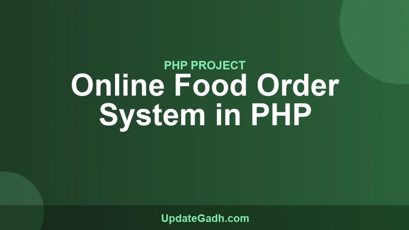 Online Food Order System in PHP