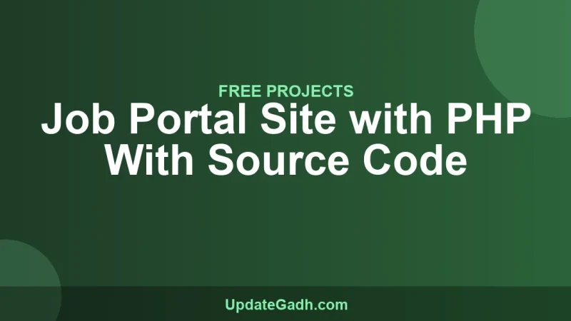 Job Portal Site with PHP With Source Code