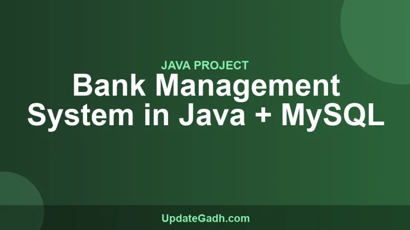 Bank Management System in Java + MySQL