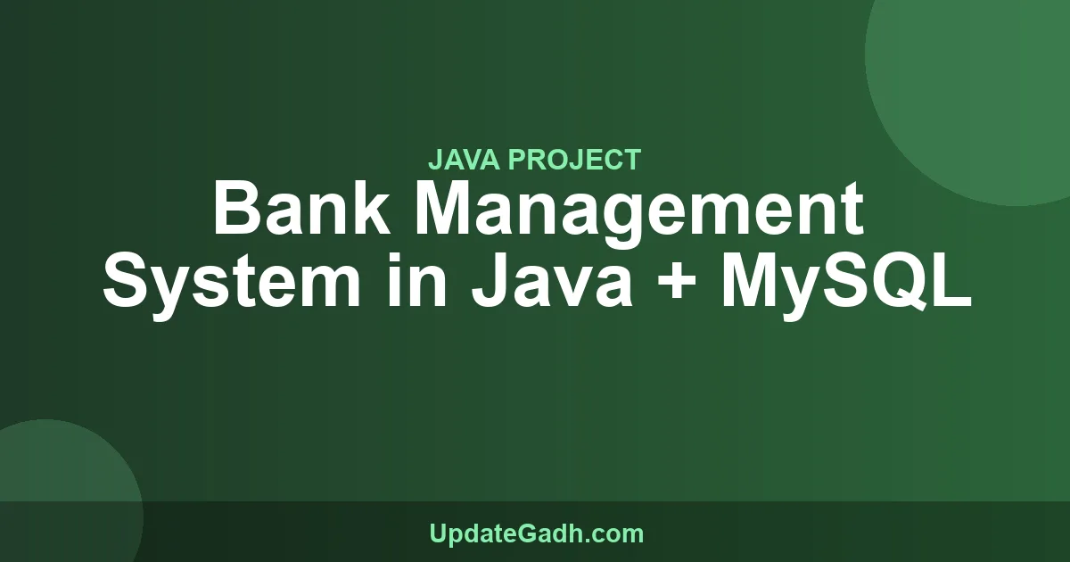 Bank Management System in Java + MySQL