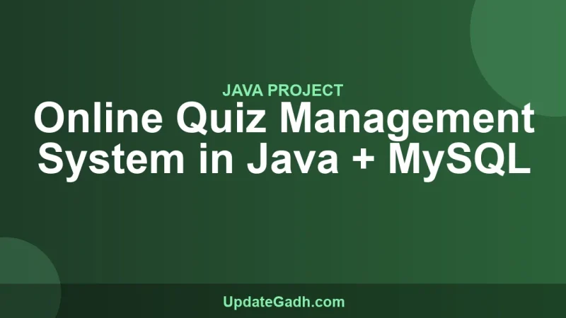 Online Quiz Management System in Java + MySQL