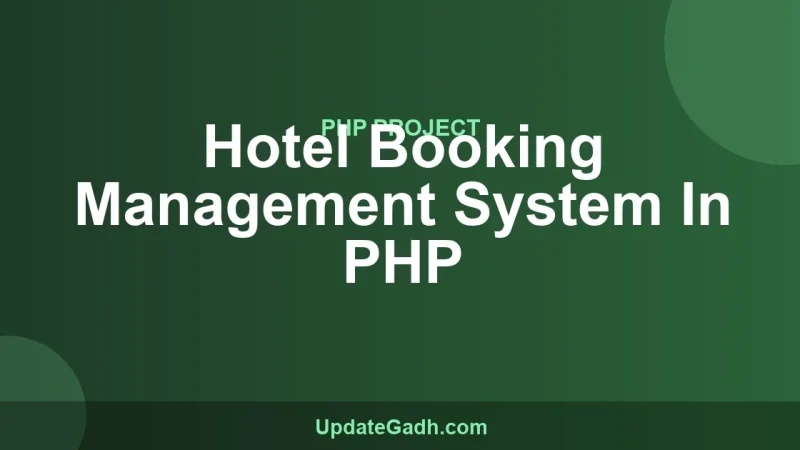 Hotel Booking Management System In PHP