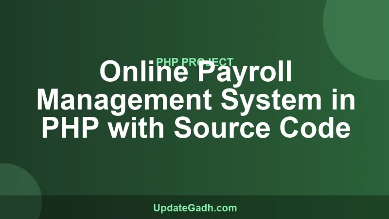 Online Payroll Management System in PHP with Source Code