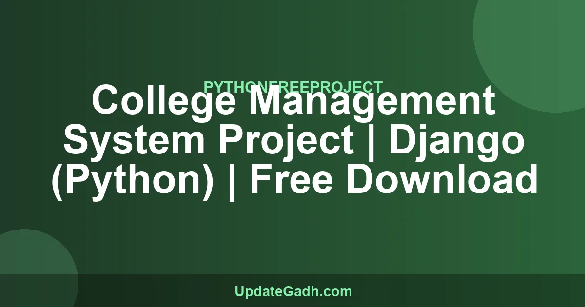 College Management System Django Project Free Download