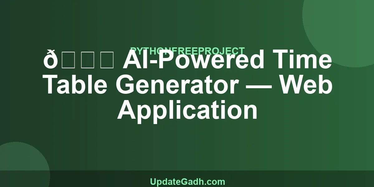 📅 AI-Powered Time Table Generator — Web Application