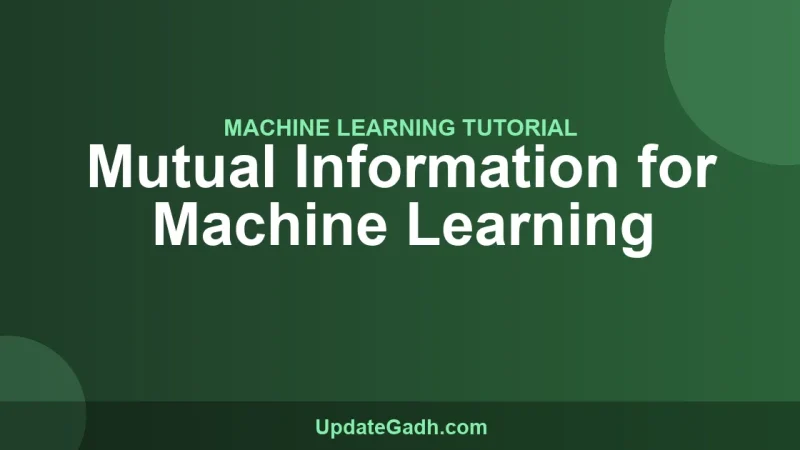 Mutual Information for Machine Learning