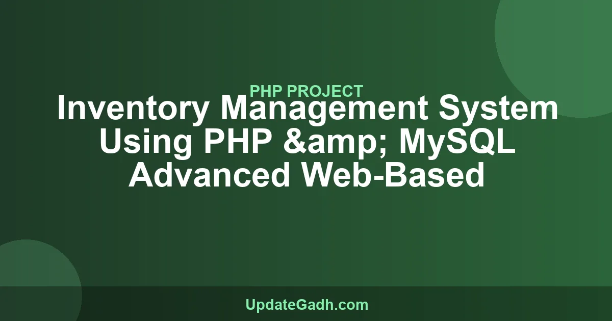 PHP MySQL Inventory Management System Source Code