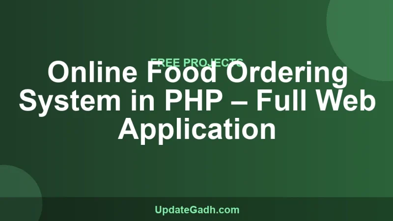 Online Food Ordering System in PHP – Full Web Application
