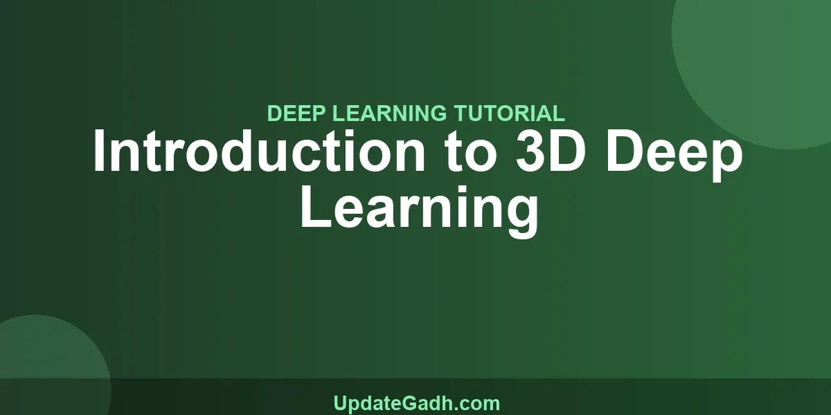 Introduction to 3D Deep Learning
