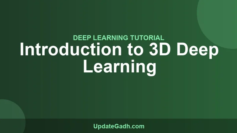 Introduction to 3D Deep Learning