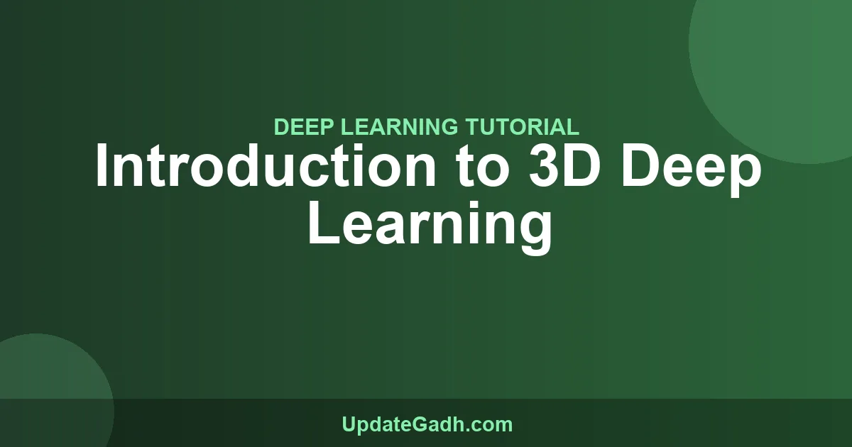 Introduction to 3D Deep Learning for Students 2024
