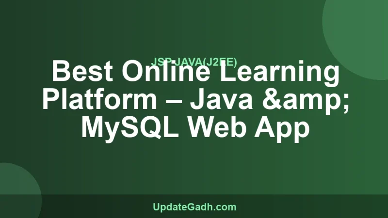 Best Online Learning Platform – Java & MySQL Web App