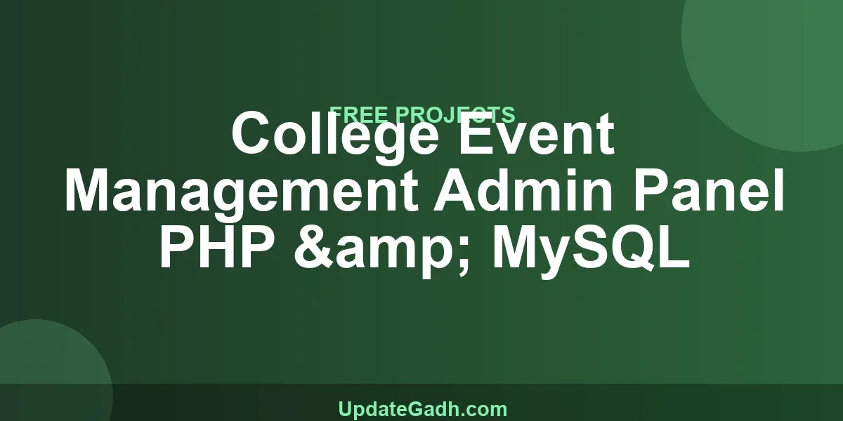 College Event Management Admin Panel PHP & MySQL
