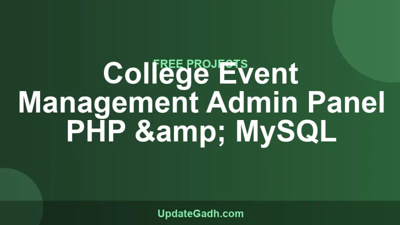 College Event Management Admin Panel PHP & MySQL