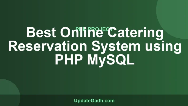Best Online Catering Reservation System using PHP MySQL