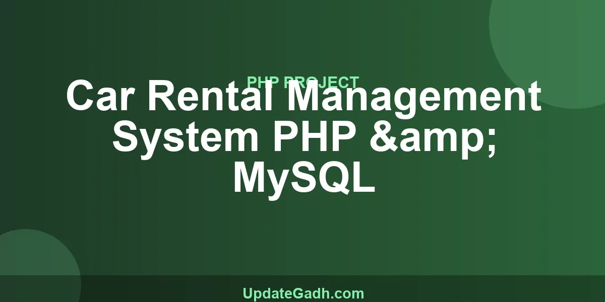 Car Rental Management System PHP & MySQL