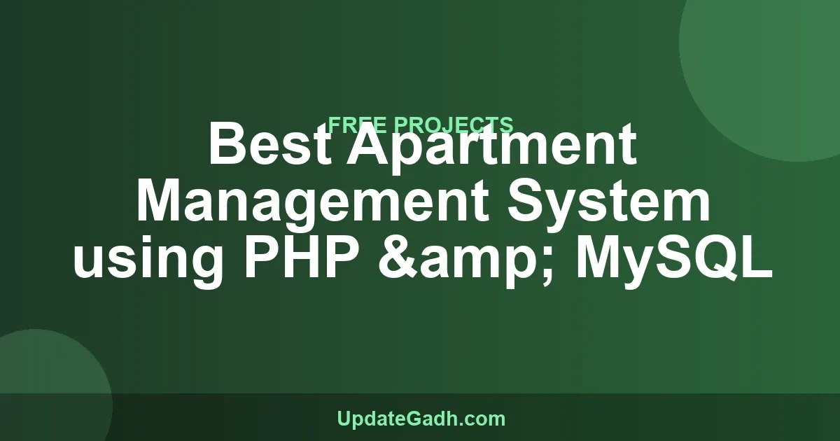 Apartment Management System PHP MySQL - Free Download