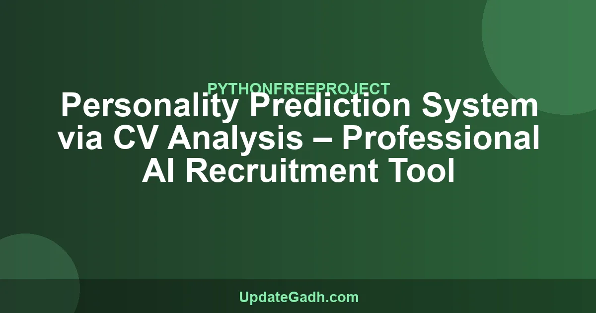 Personality Prediction System via CV Analysis Python Project