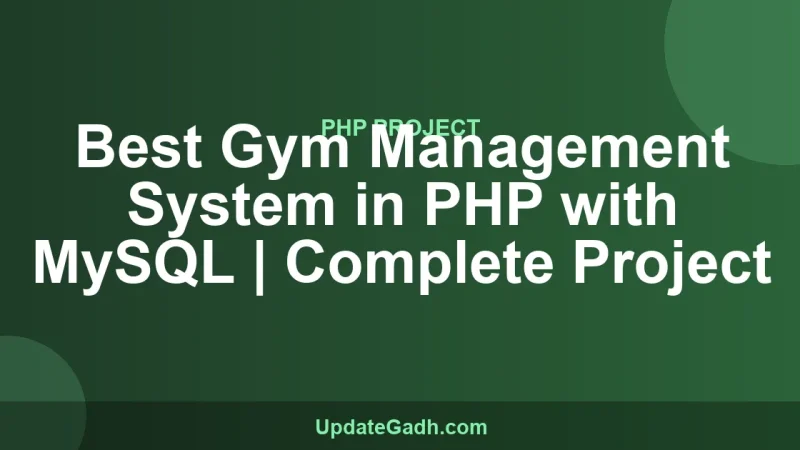 Best Gym Management System in PHP with MySQL | Complete Project