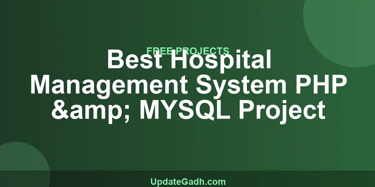 Best Hospital Management System PHP & MYSQL Project