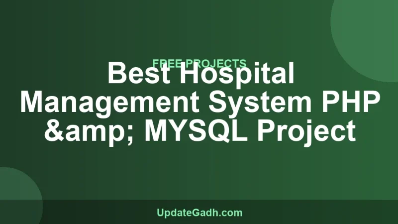 Best Hospital Management System PHP & MYSQL Project