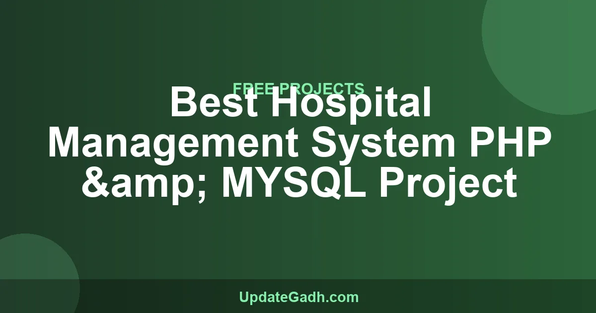 Hospital Management System PHP MySQL Project Download