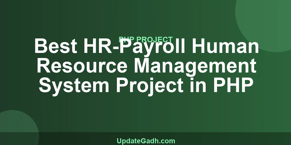 Best HR-Payroll Human Resource Management System Project in PHP