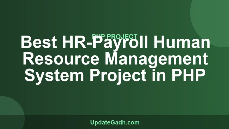 Best HR-Payroll Human Resource Management System Project in PHP