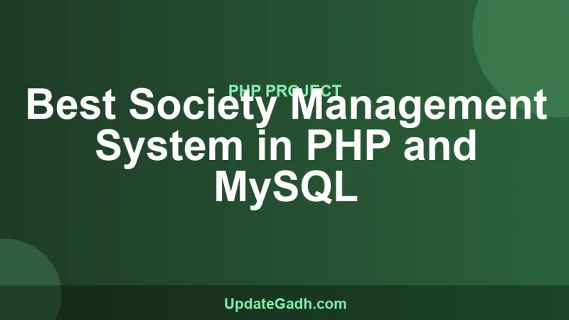 Best Society Management System in PHP and MySQL