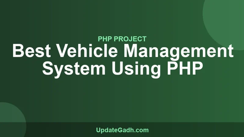 Best Vehicle Management System Using PHP