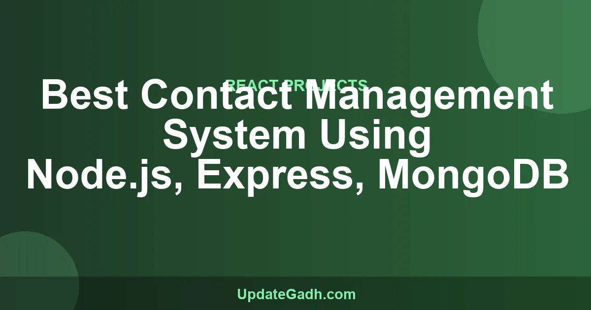 Contact Management System Node.js Express MongoDB