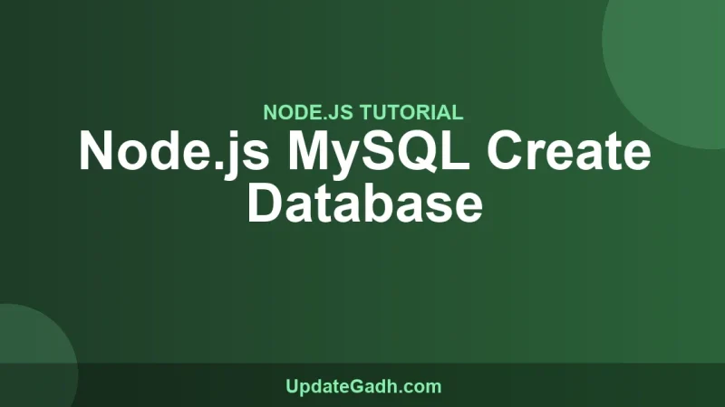 Node.js MySQL Create Database