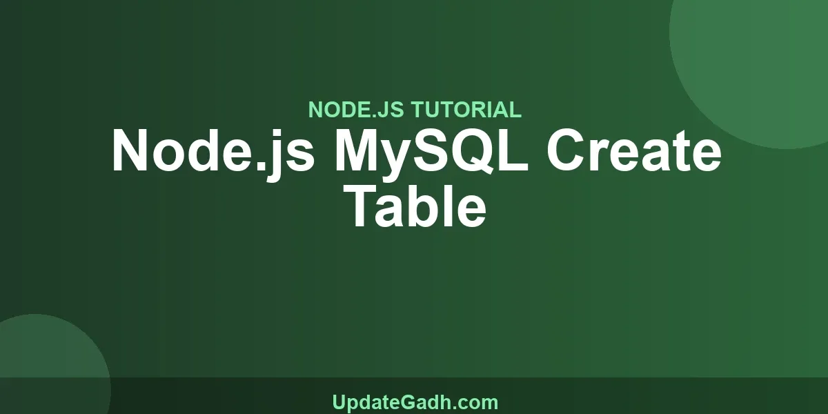 Node.js MySQL Create Table