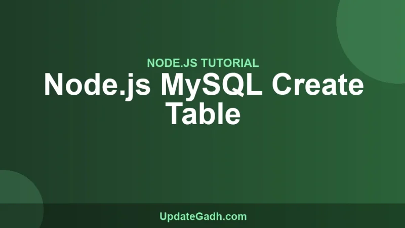 Node.js MySQL Create Table