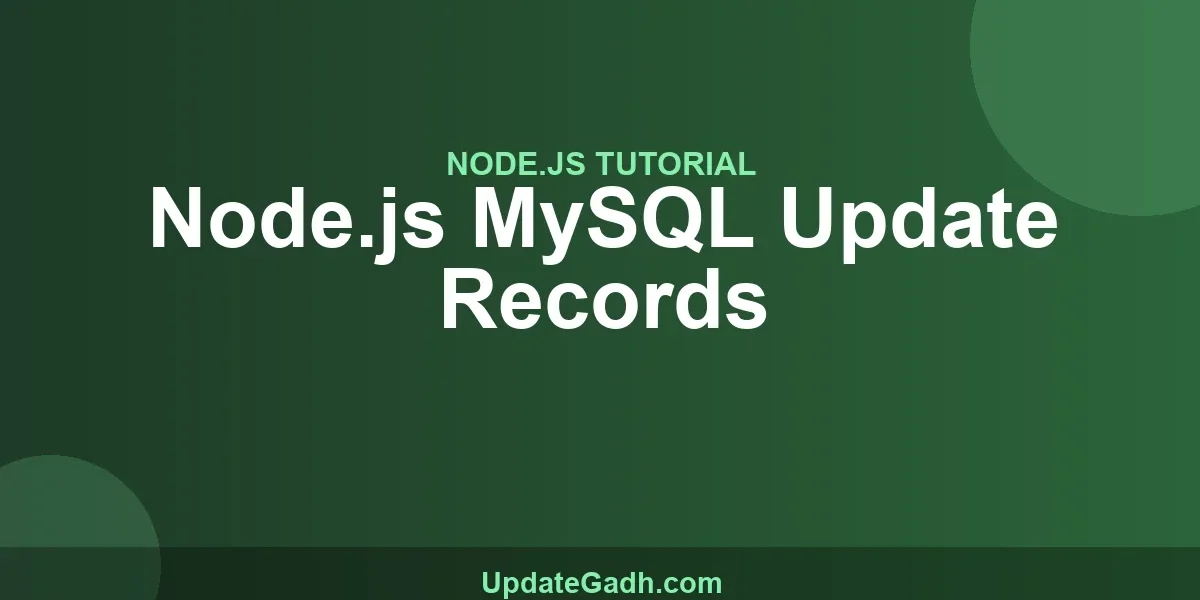 Node.js MySQL Update Records